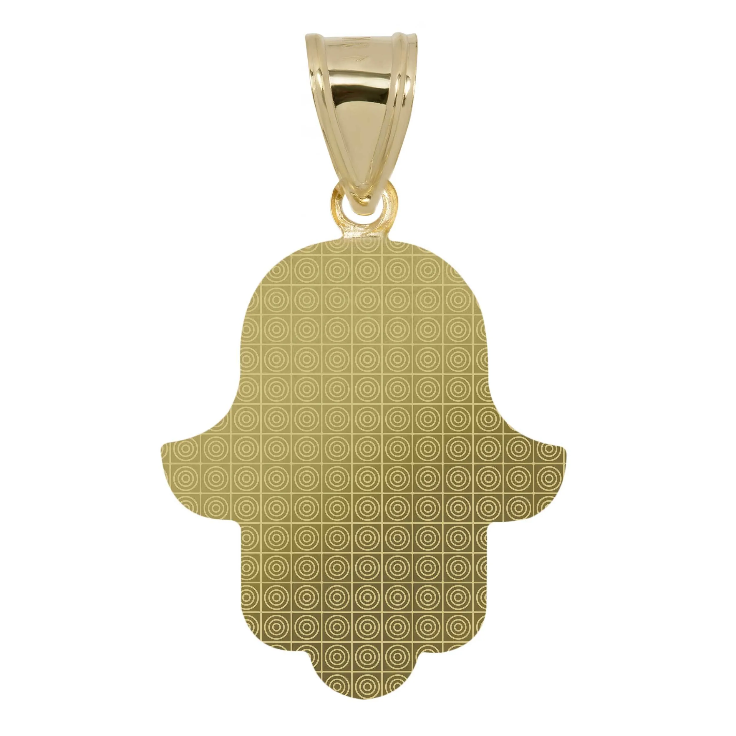 1 1/2" Diamond-Cut Hamsa Pendant Charm 10K Yellow Gold