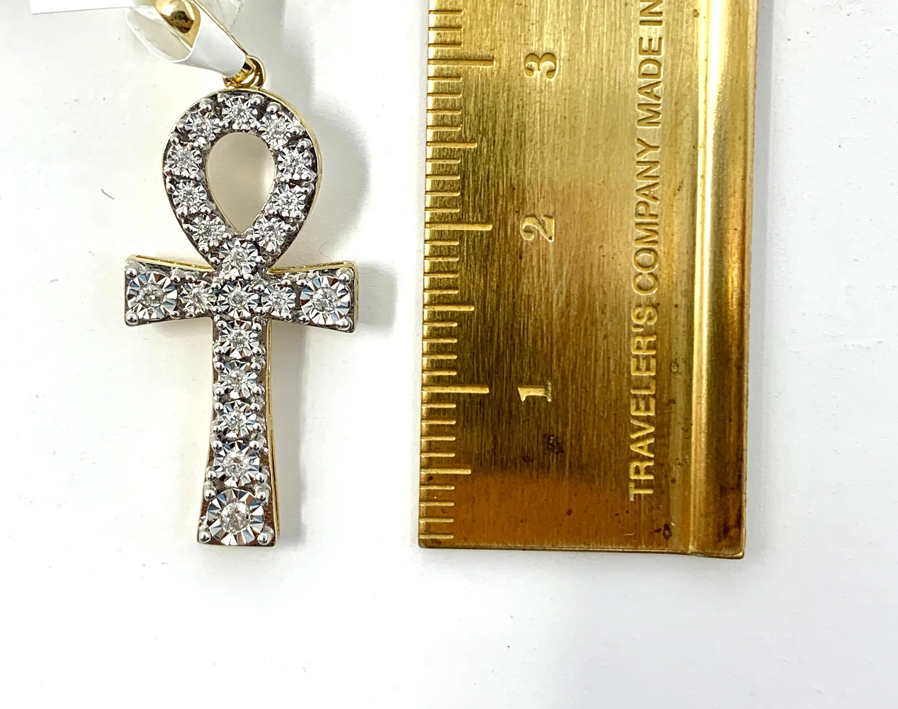 10K 0.17CT Yellow Gold Cross Pendant Charm