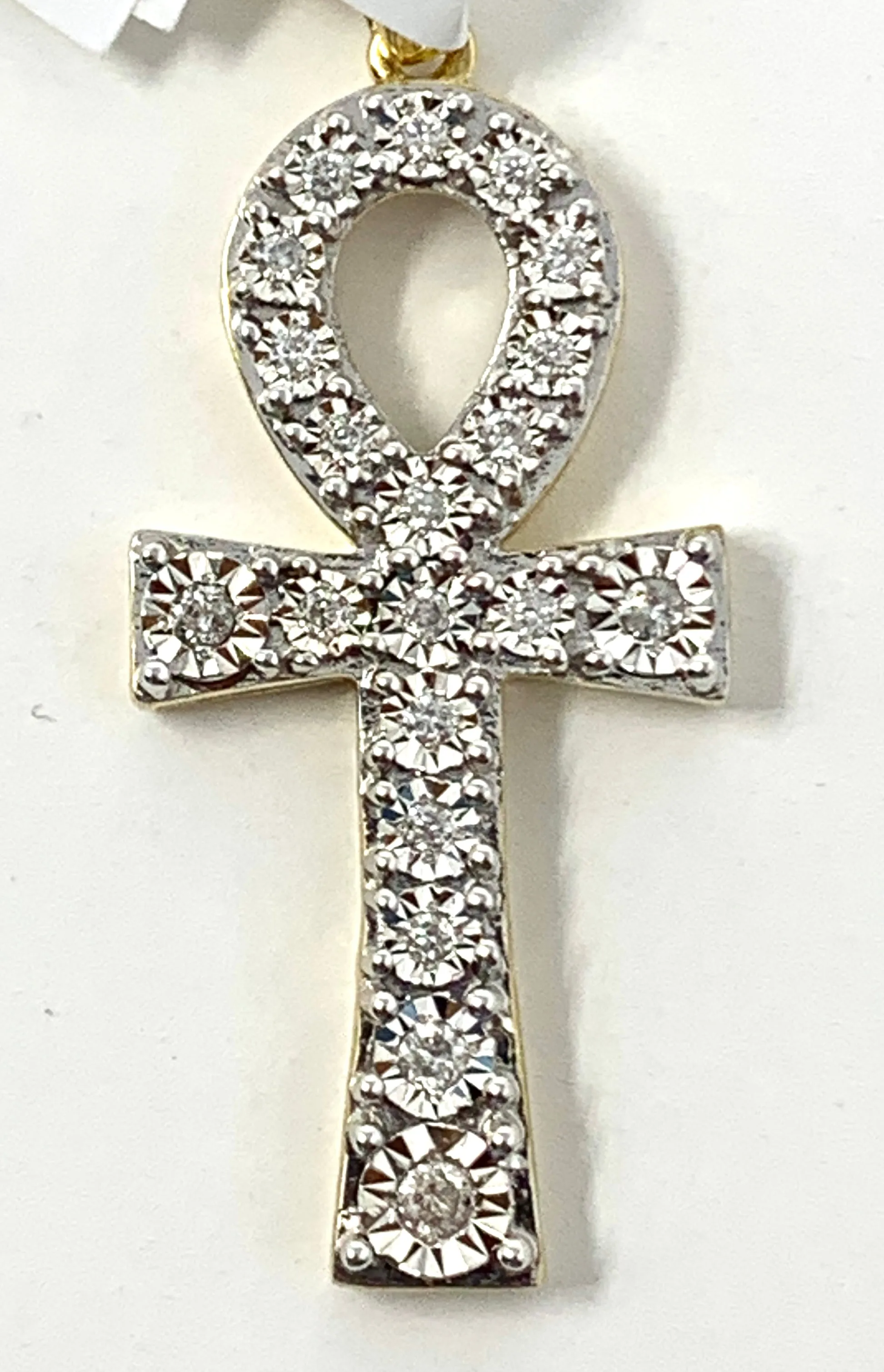 10K 0.17CT Yellow Gold Cross Pendant Charm