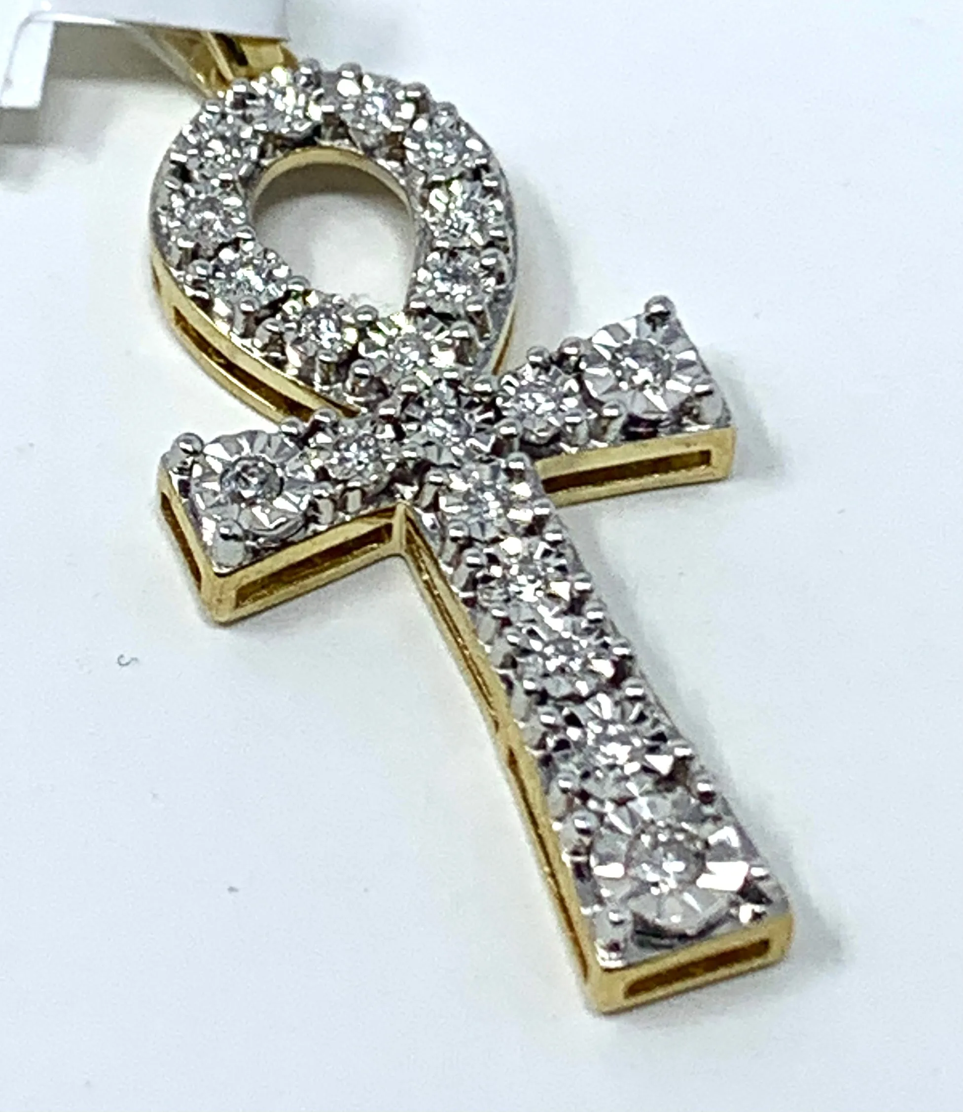 10K 0.17CT Yellow Gold Cross Pendant Charm