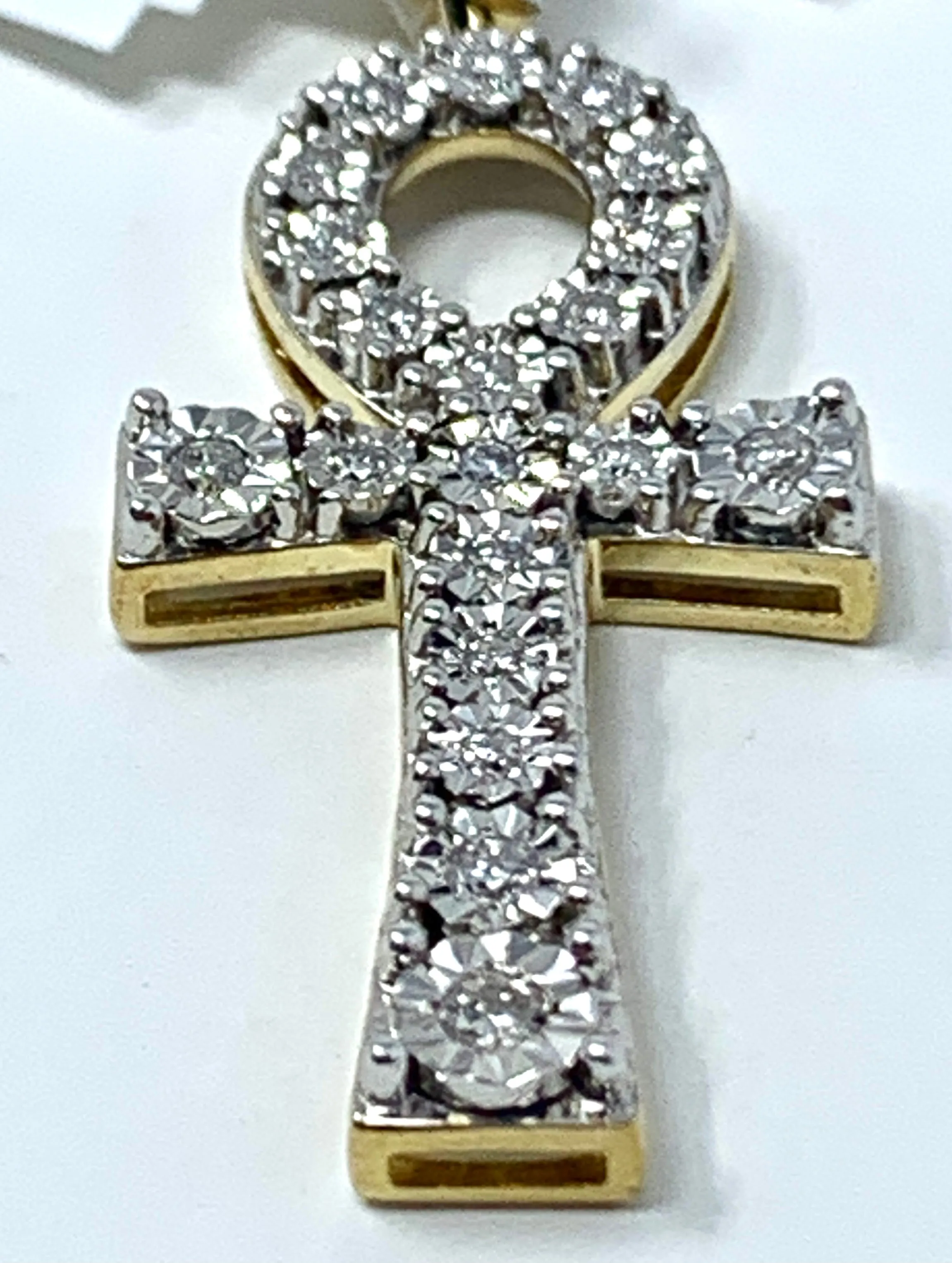 10K 0.17CT Yellow Gold Cross Pendant Charm