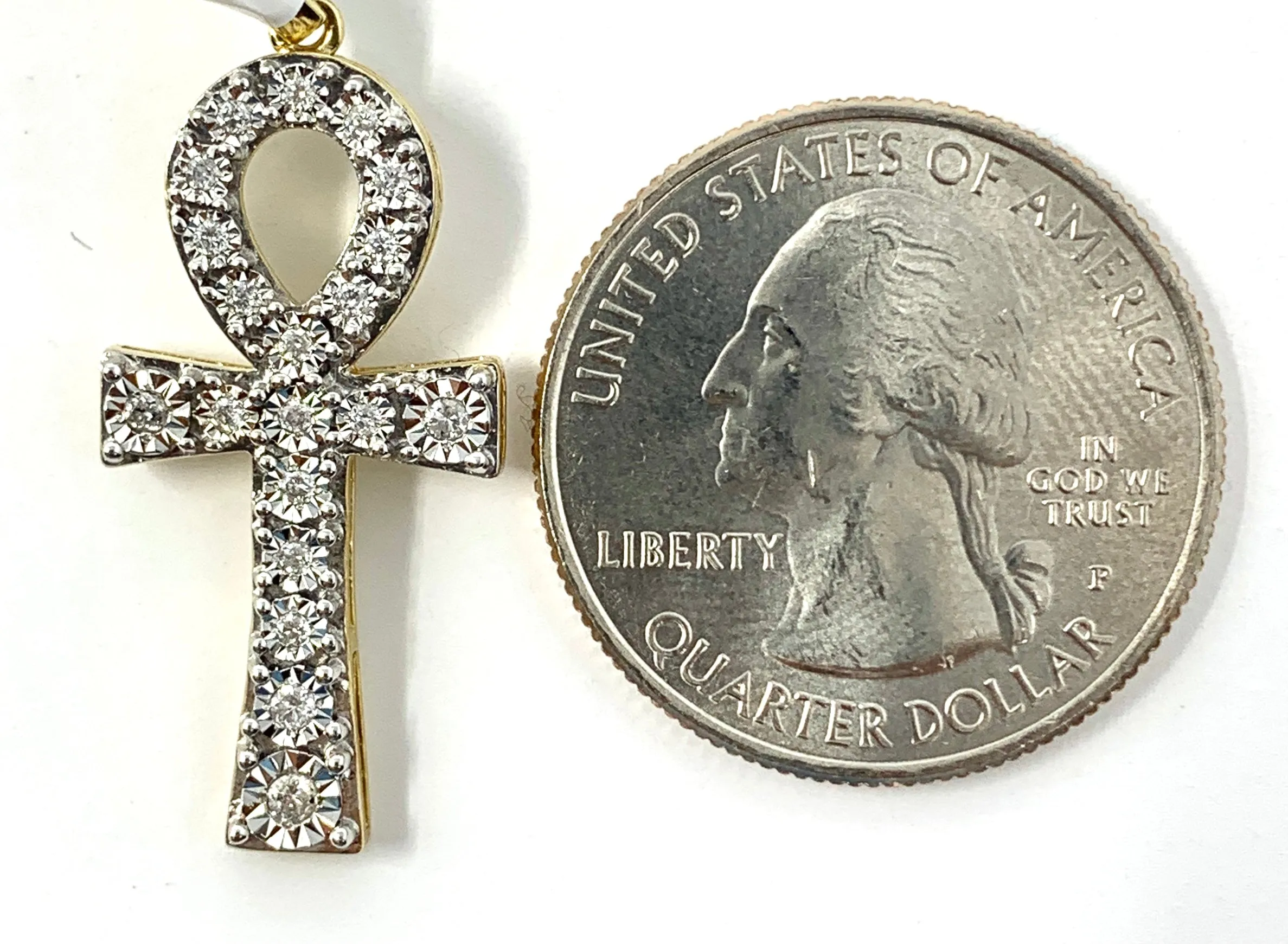 10K 0.17CT Yellow Gold Cross Pendant Charm