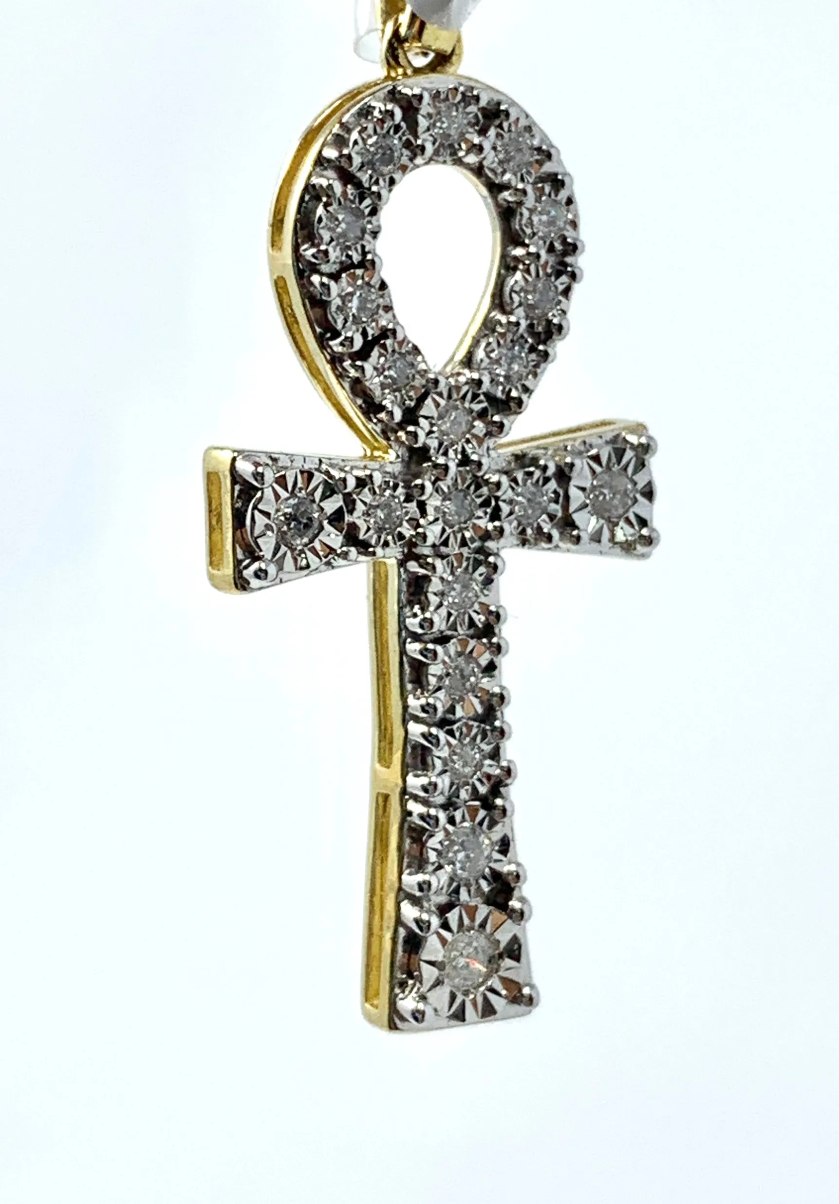 10K 0.17CT Yellow Gold Cross Pendant Charm