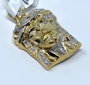 10K 0.19CT Yellow Gold Jesus Pendant Charm