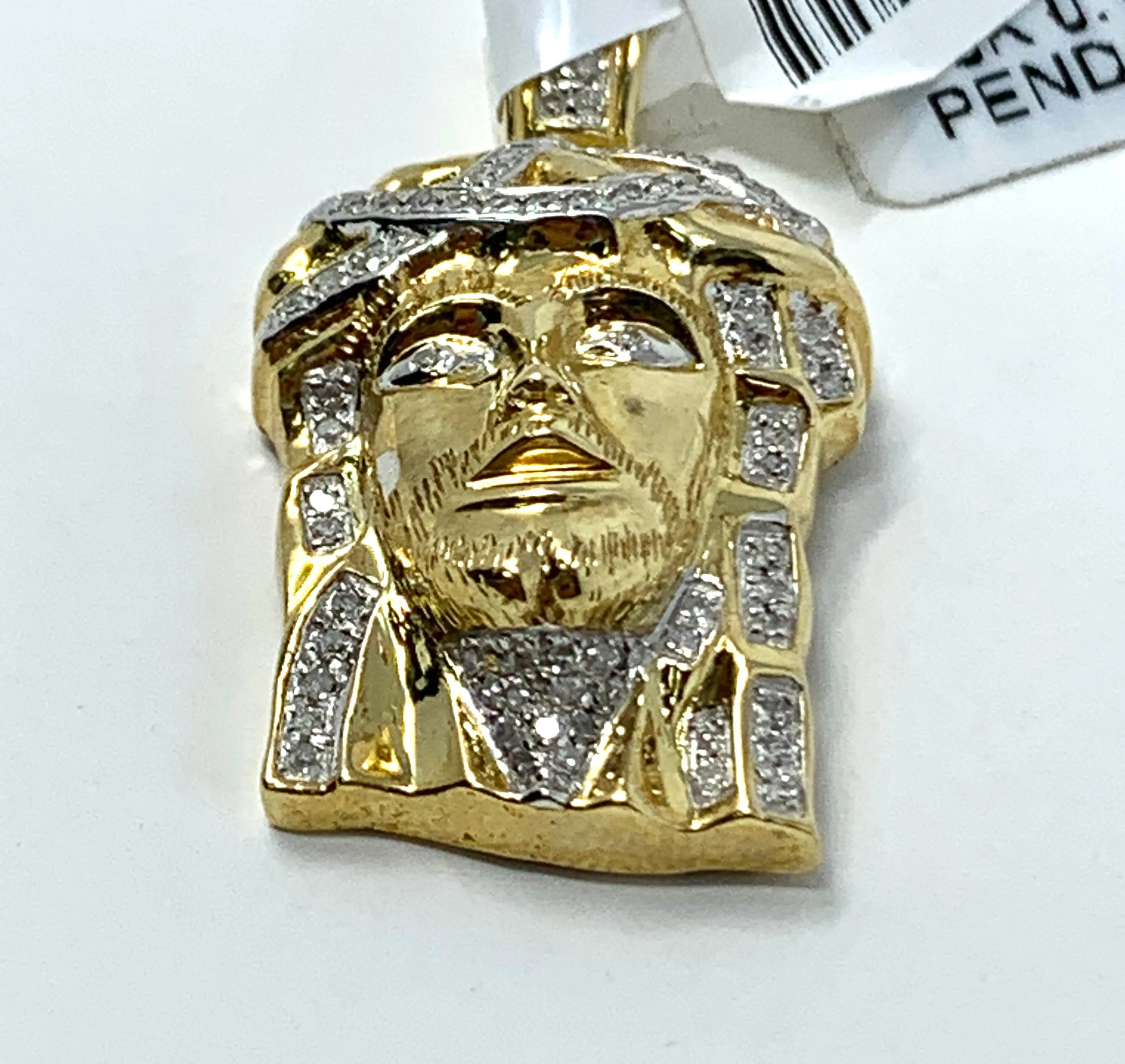 10K 0.19CT Yellow Gold Jesus Pendant Charm