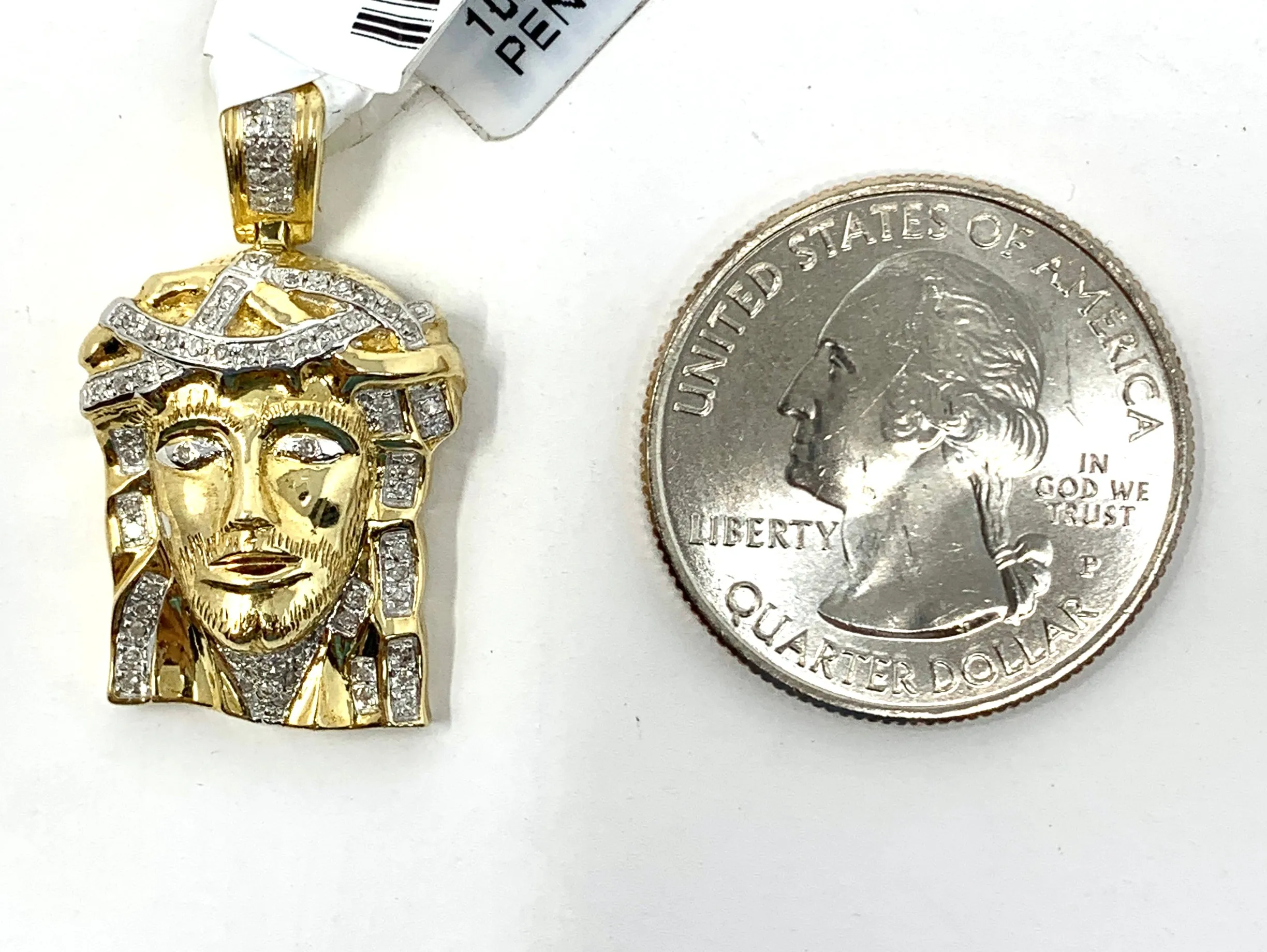 10K 0.19CT Yellow Gold Jesus Pendant Charm