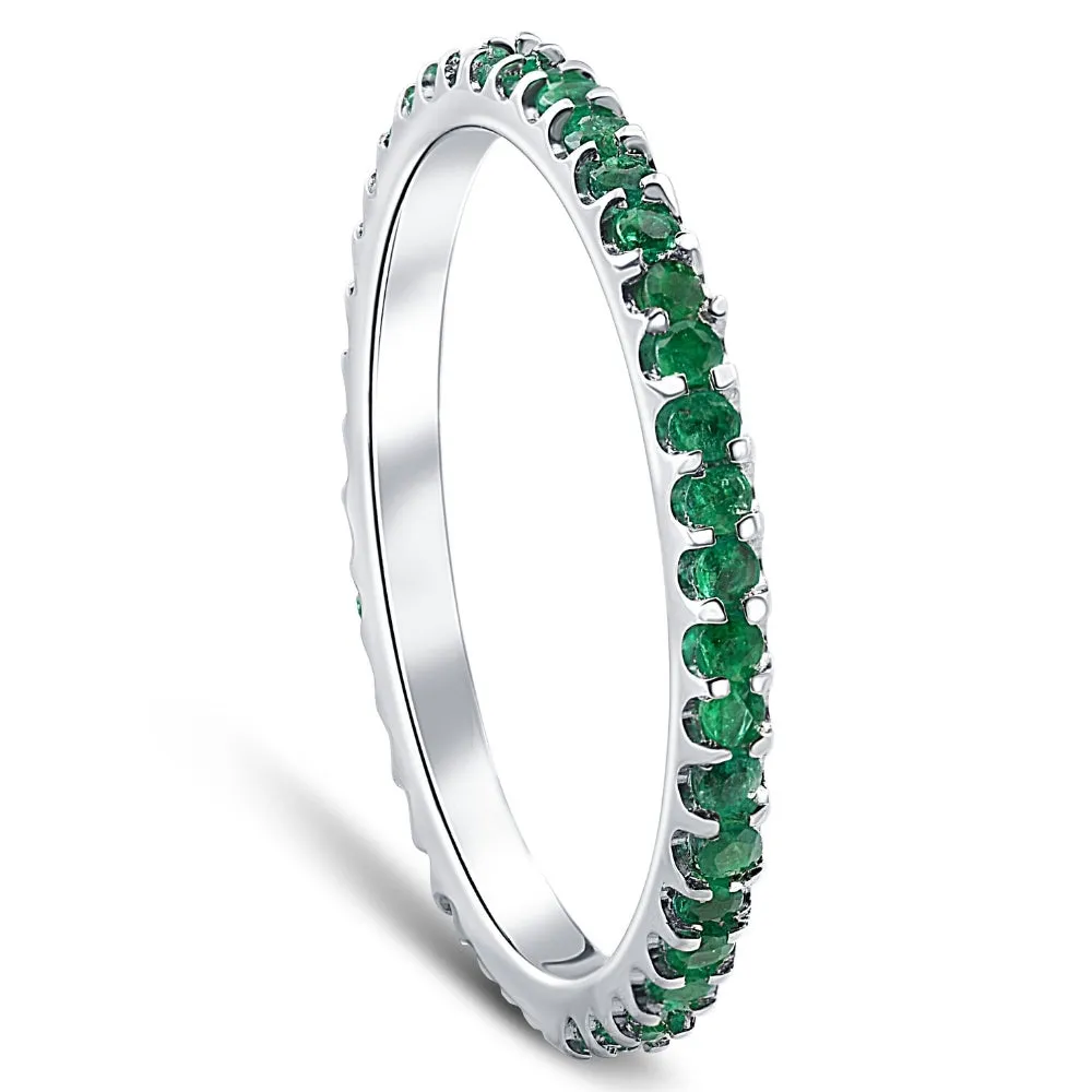 1/2Ct Emerald Eternity Ring Anniversary Band 10k White Gold