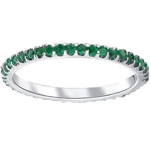 1/2Ct Emerald Eternity Ring Anniversary Band 10k White Gold