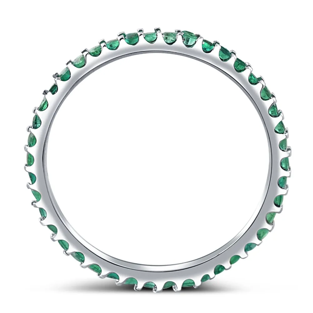 1/2Ct Emerald Eternity Ring Anniversary Band 10k White Gold