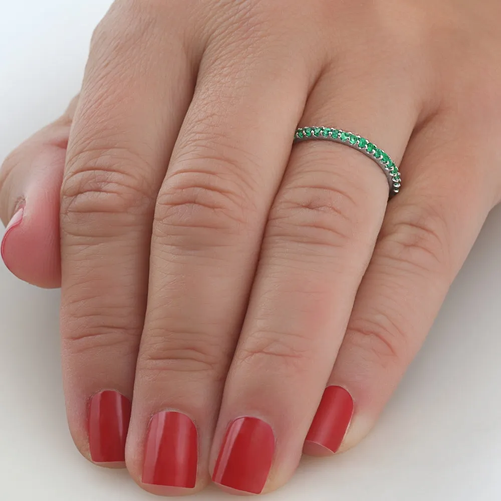 1/2Ct Emerald Eternity Ring Anniversary Band 10k White Gold