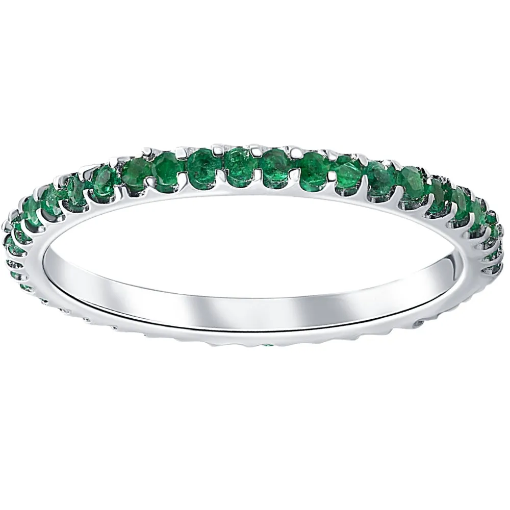 1/2Ct Emerald Eternity Ring Anniversary Band 10k White Gold