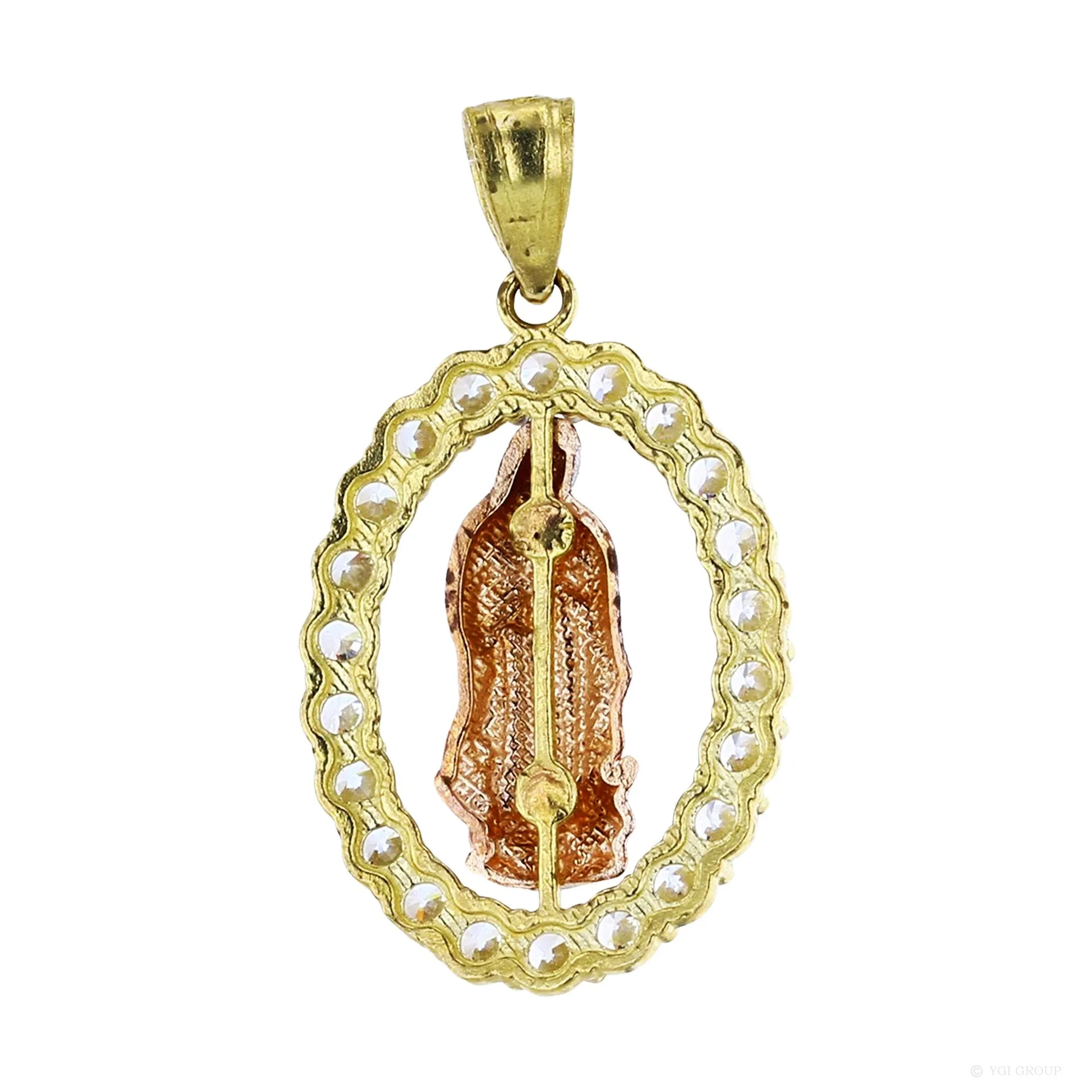 14 Karat Tricolor Gold Our Lady of Guadalupe Charm Pendant