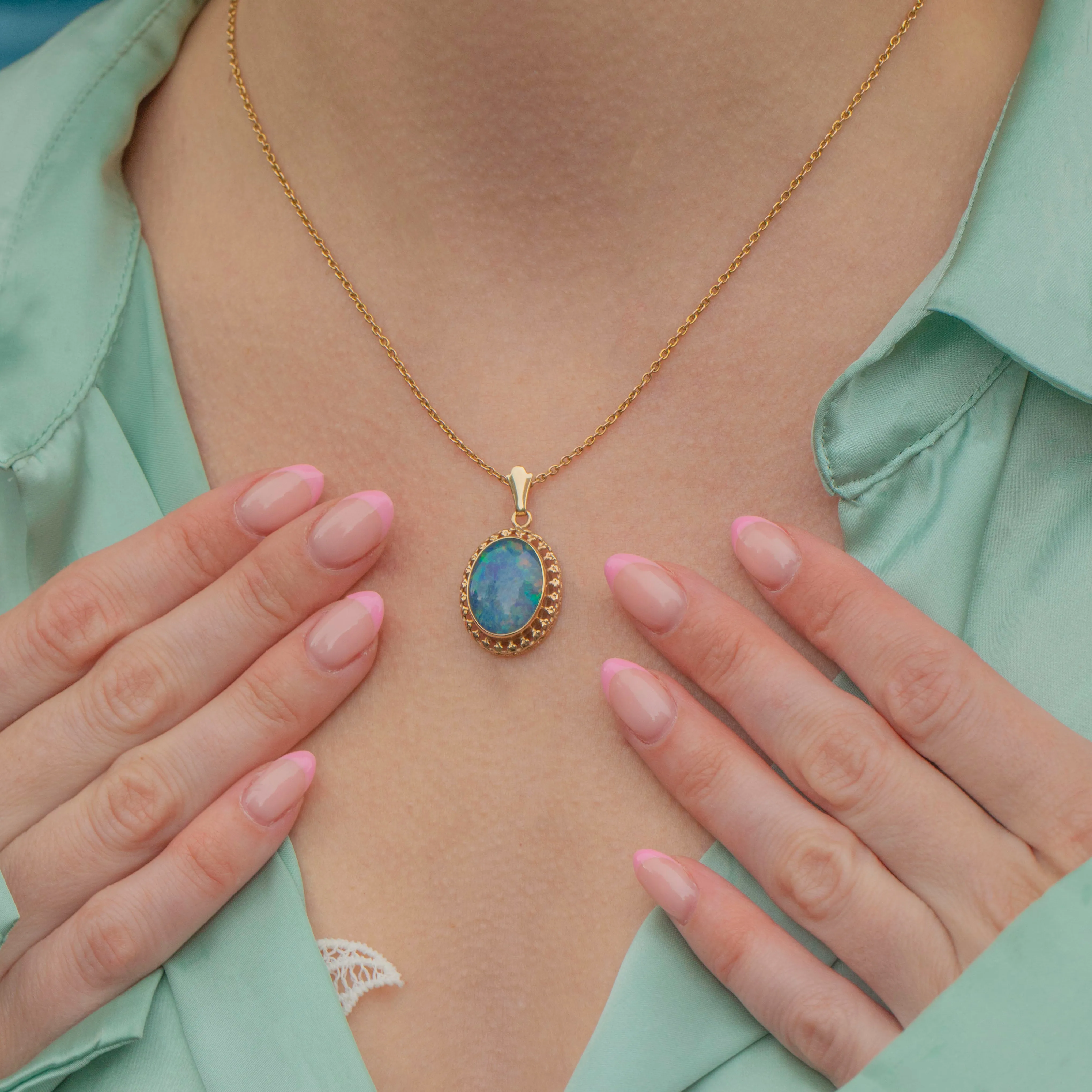 14ct Gold Opal Doublet Pendant