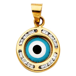 14K CZ Evil Eye Pendant