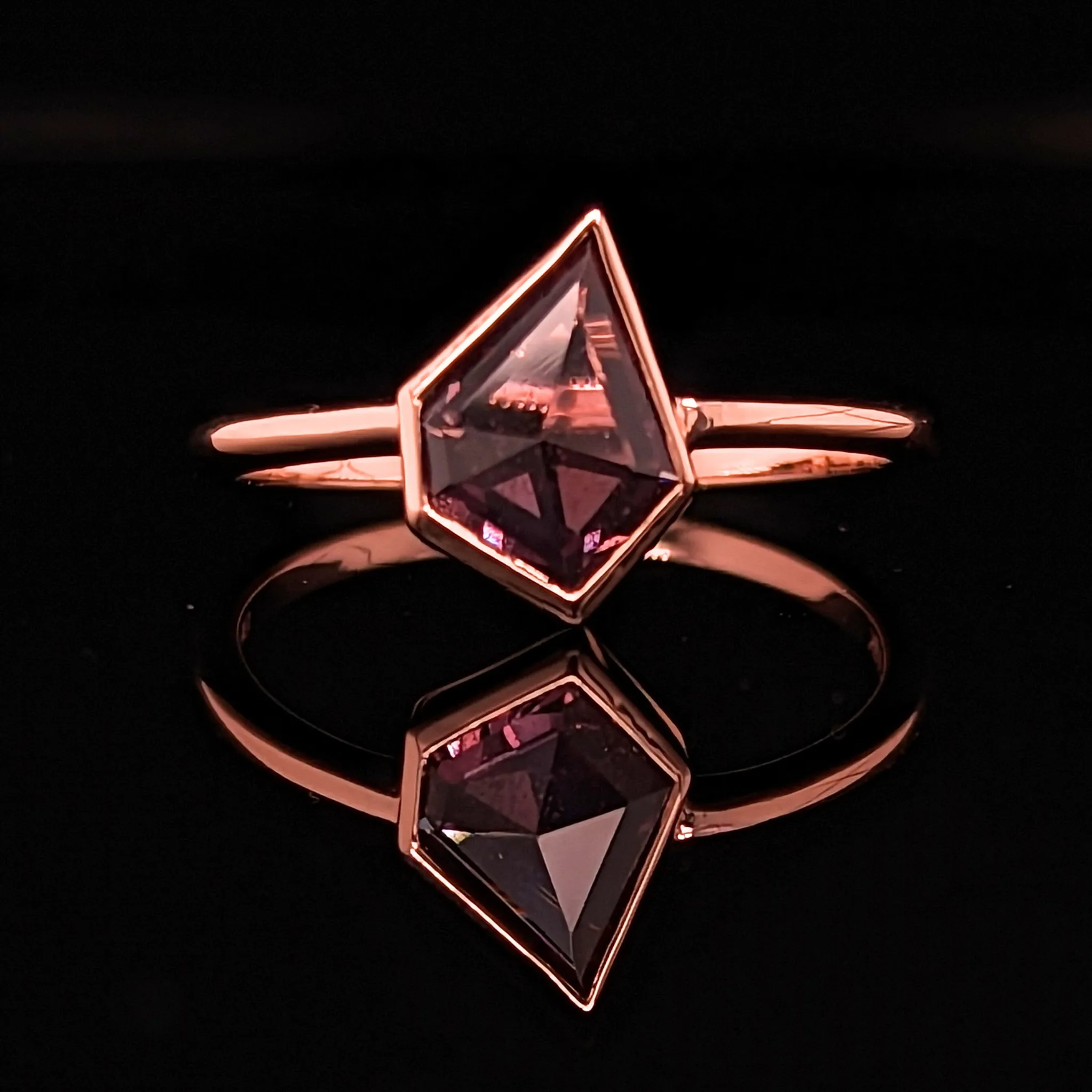 14K Rose Gold Geometric Sapphire Slice Ring