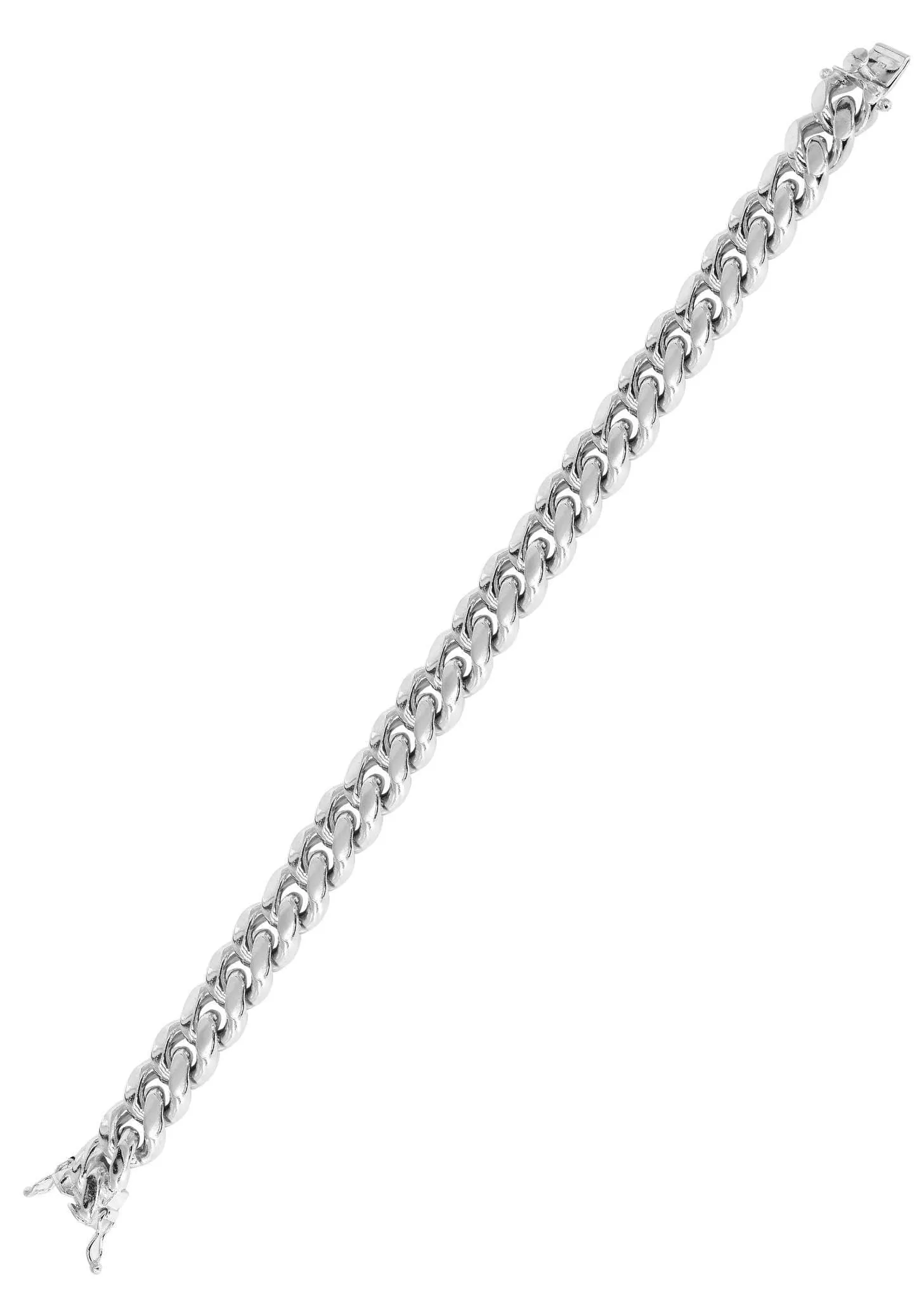 14K White Gold Bracelet Solid Miami Cuban Link