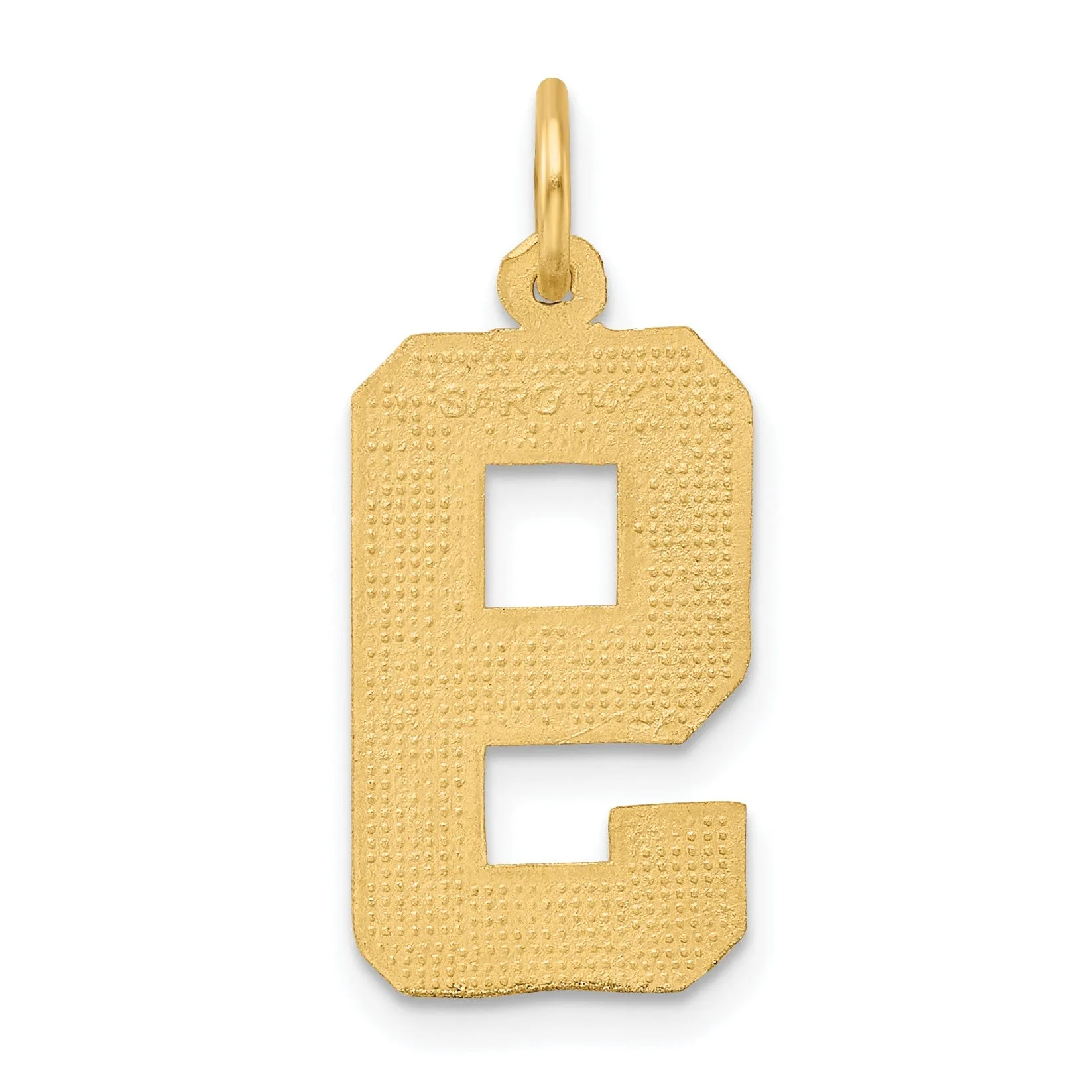 14k Yellow Gold Diamond Cut Texture Finish Large Size Number 9 Charm Pendant