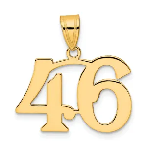 14k Yellow Gold Polished Finish Number 46 Charm Pendant