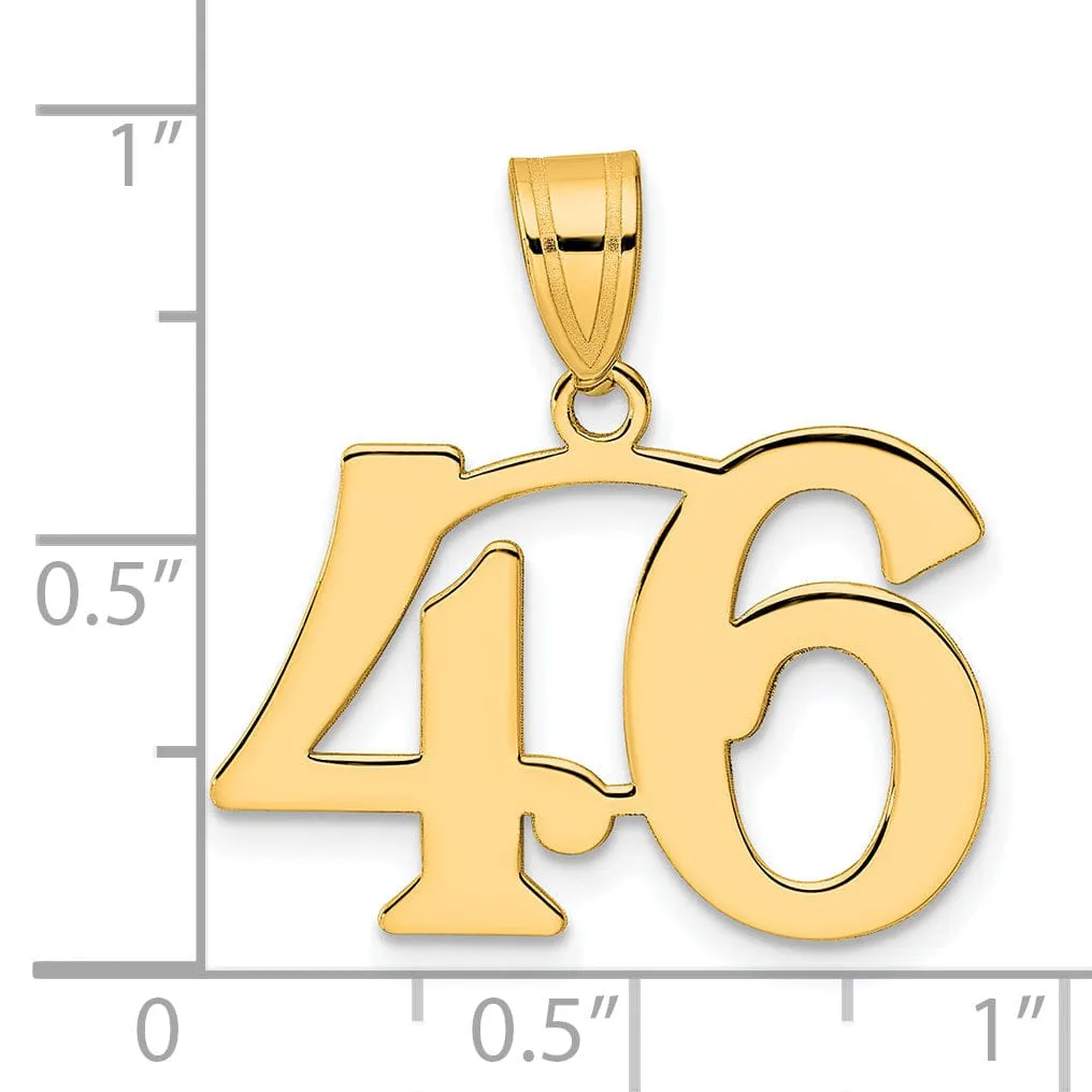 14k Yellow Gold Polished Finish Number 46 Charm Pendant