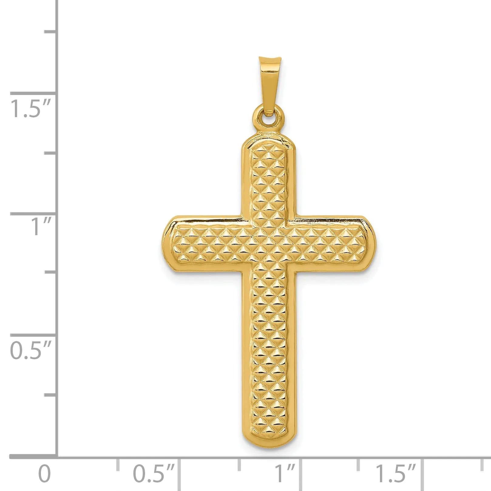 14k Yellow Gold Polished Textured Cross Pendant
