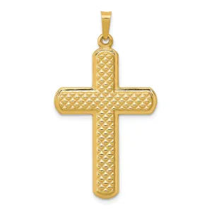 14k Yellow Gold Polished Textured Cross Pendant