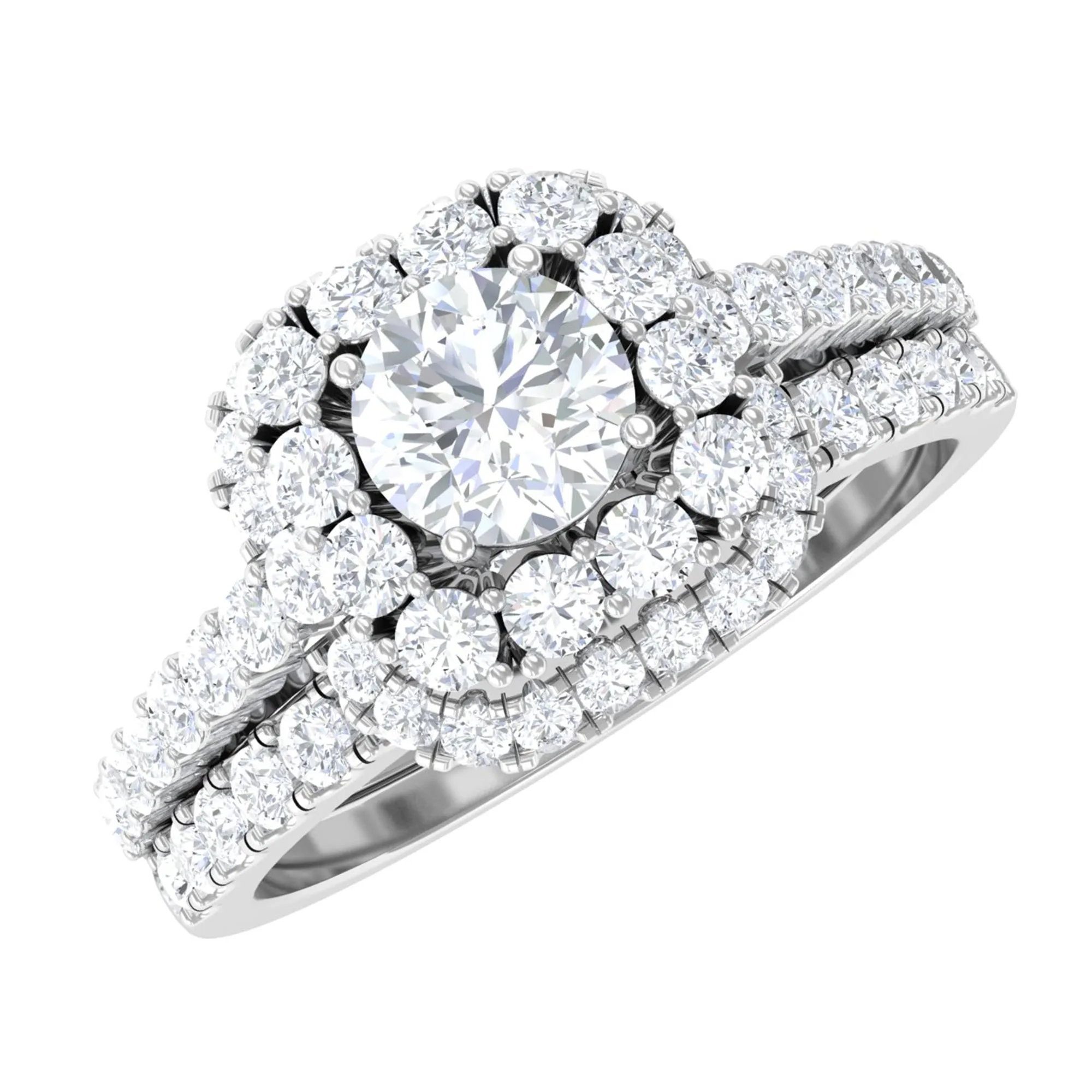 1.50 CT Zircon Statement Wedding Ring Set