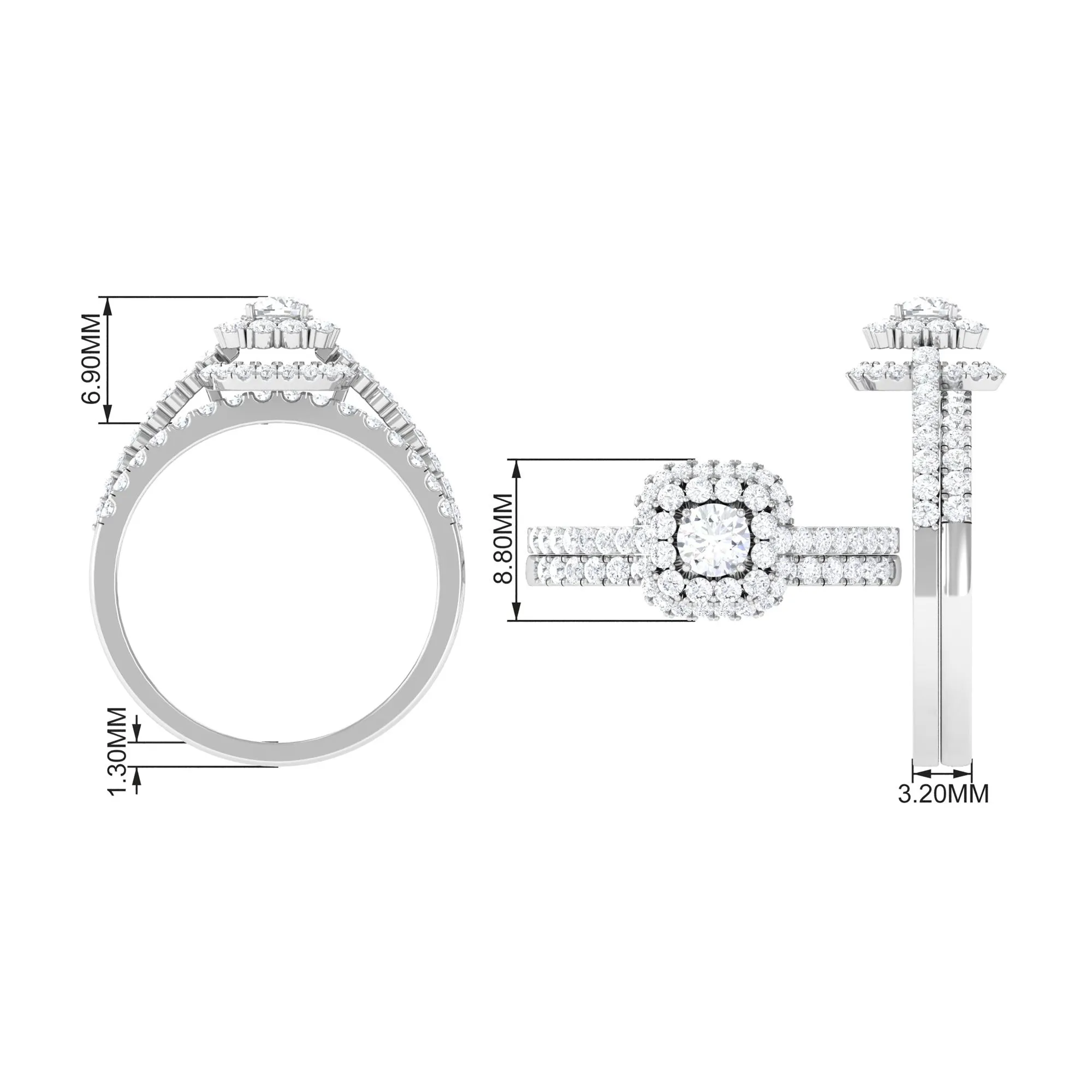 1.50 CT Zircon Statement Wedding Ring Set