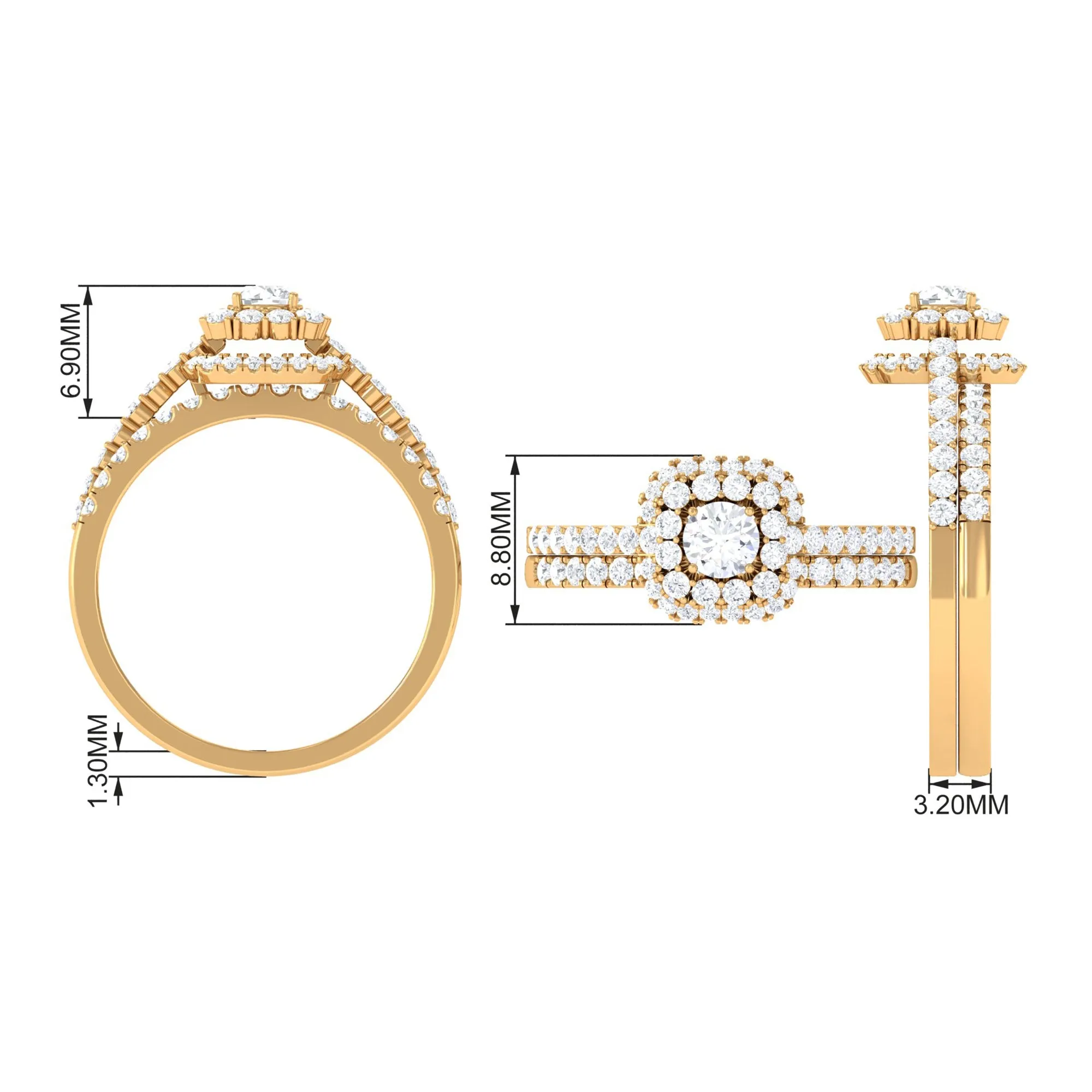 1.50 CT Zircon Statement Wedding Ring Set