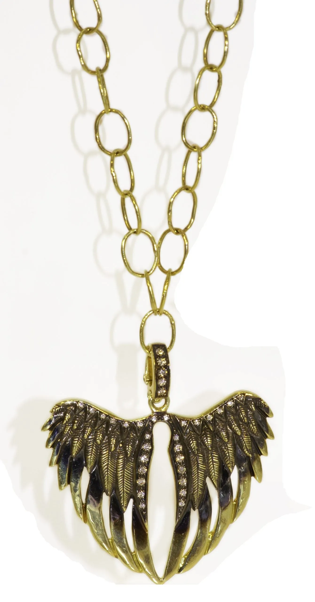 18kt Gold Midsize Angel Wing Charm with Diamonds