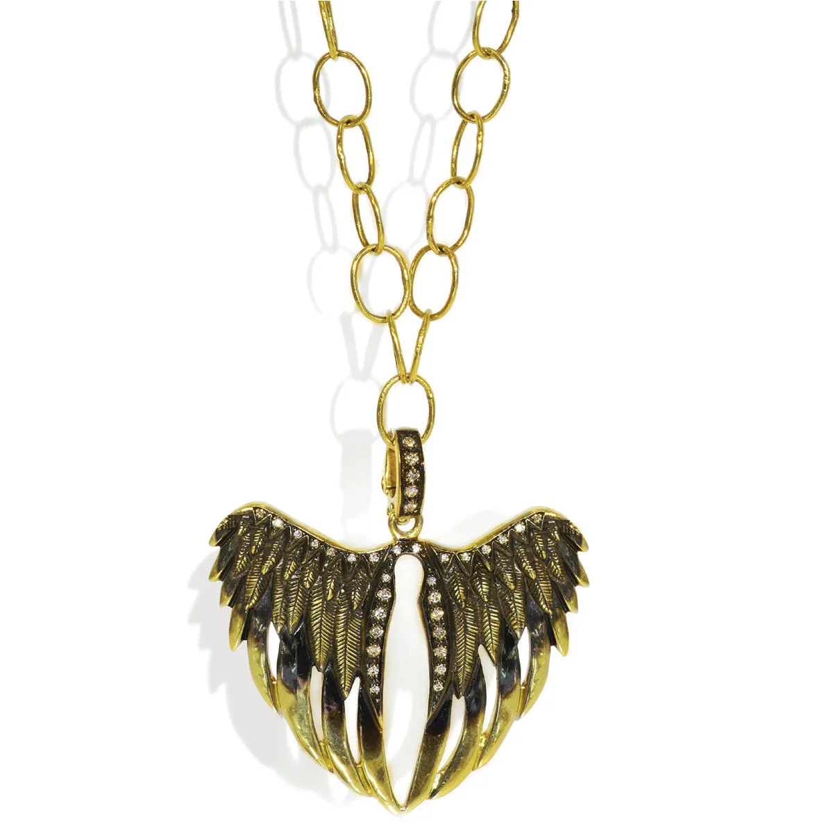18kt Gold Midsize Angel Wing Charm with Diamonds