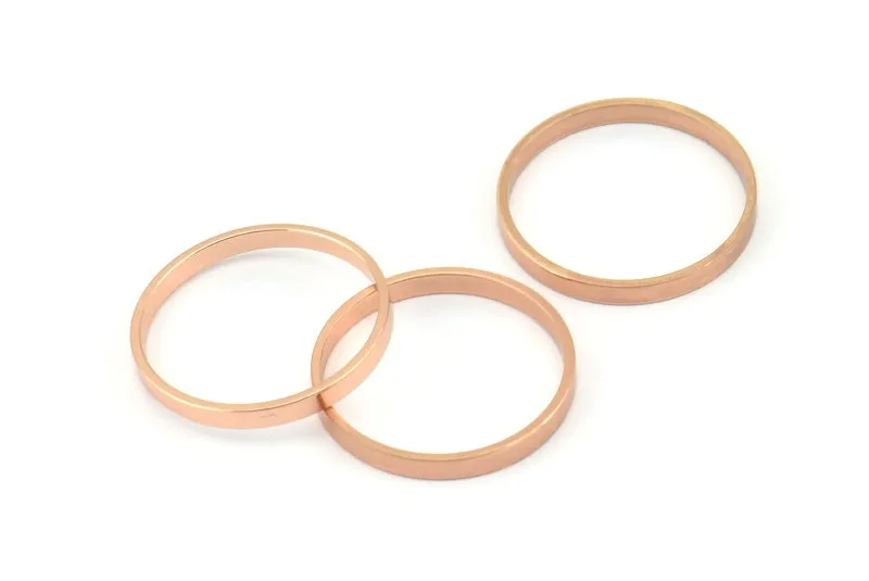19mm Circle Connectors - 8 Rose Gold Plated Brass Circle Connectors (19x0.8x2mm) D0311 Q0657