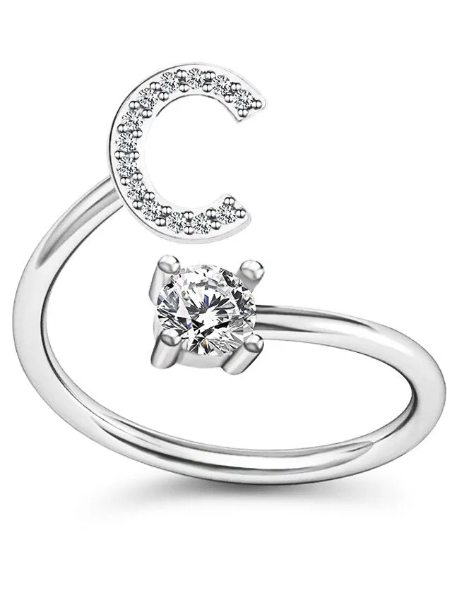 1PC Band Ring For Men's Women's Crystal White Alloy Classic