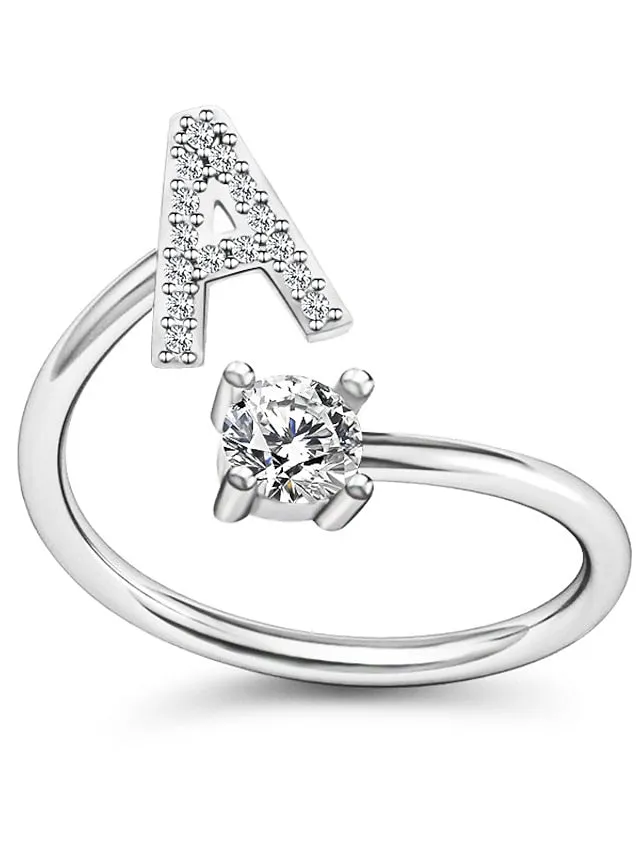 1PC Band Ring For Men's Women's Crystal White Alloy Classic