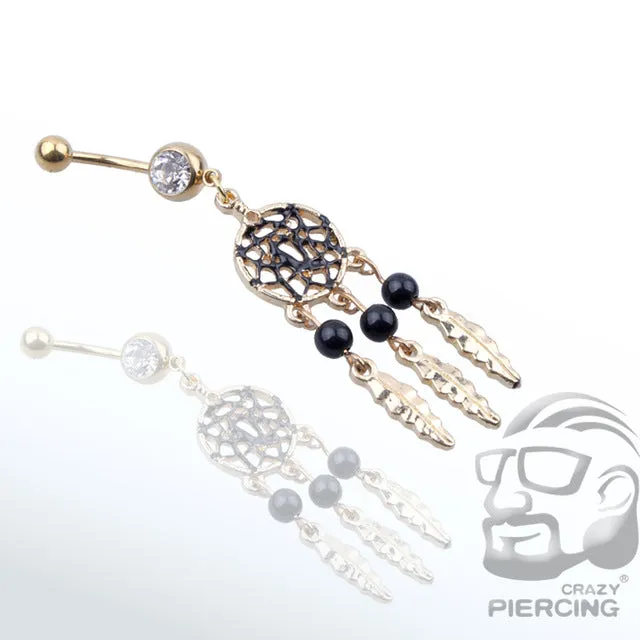 1pcs Colorful Crystal 4 Styles Dangle Stainless Steel Dream Catcher  Belly Button Ring navel piercing jewelry