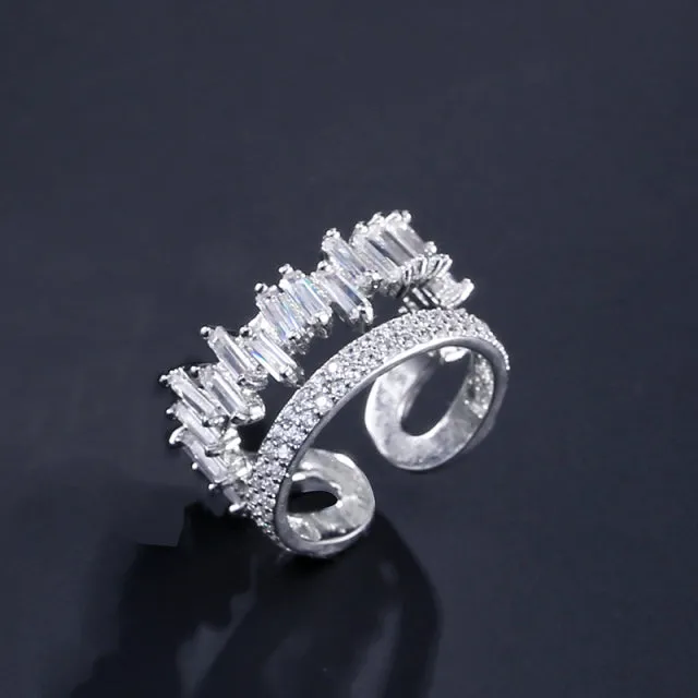 2022 NEW Fashion Korea Upscale Zircon Gold Ring Vintage Open Rings for Women Crystal Design Trendy Party Jewelry Gift
