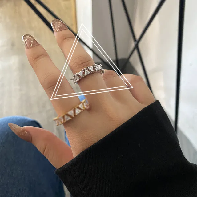 2022 NEW Fashion Korea Upscale Zircon Gold Ring Vintage Open Rings for Women Crystal Design Trendy Party Jewelry Gift
