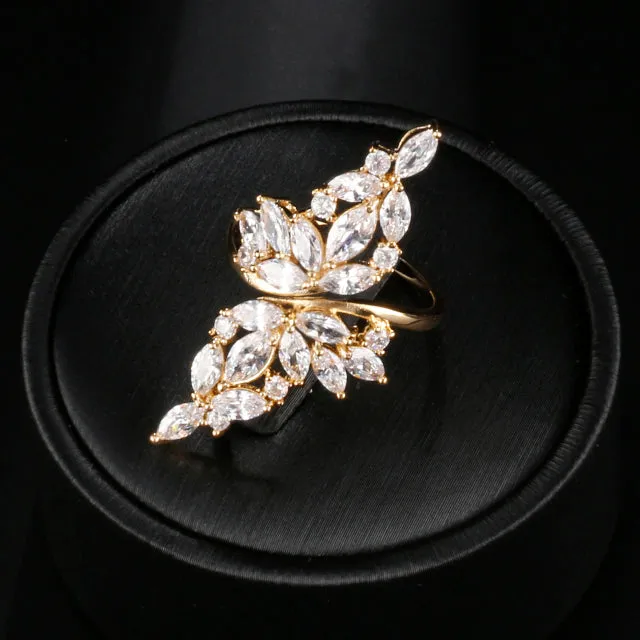 2022 NEW Fashion Korea Upscale Zircon Gold Ring Vintage Open Rings for Women Crystal Design Trendy Party Jewelry Gift