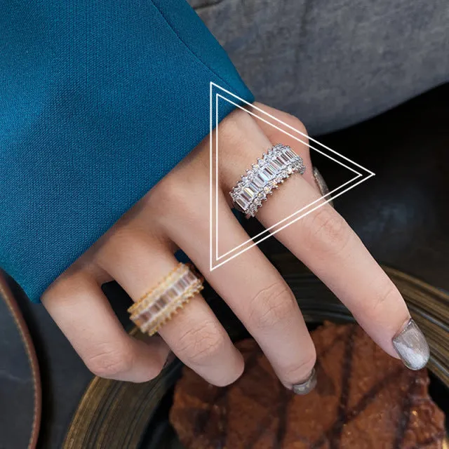 2022 NEW Fashion Korea Upscale Zircon Gold Ring Vintage Open Rings for Women Crystal Design Trendy Party Jewelry Gift