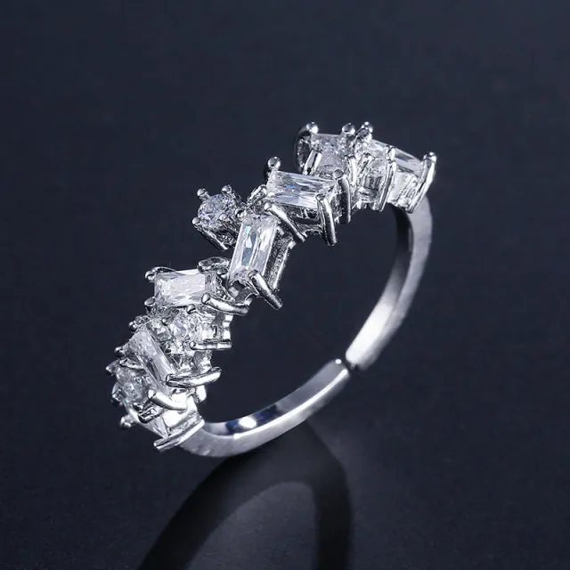 2022 NEW Fashion Korea Upscale Zircon Gold Ring Vintage Open Rings for Women Crystal Design Trendy Party Jewelry Gift