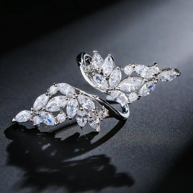 2022 NEW Fashion Korea Upscale Zircon Gold Ring Vintage Open Rings for Women Crystal Design Trendy Party Jewelry Gift
