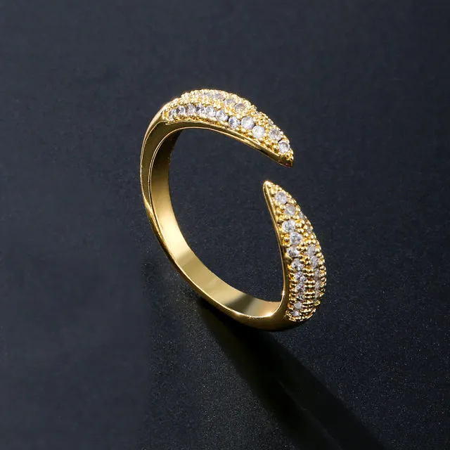 2022 NEW Fashion Korea Upscale Zircon Gold Ring Vintage Open Rings for Women Crystal Design Trendy Party Jewelry Gift