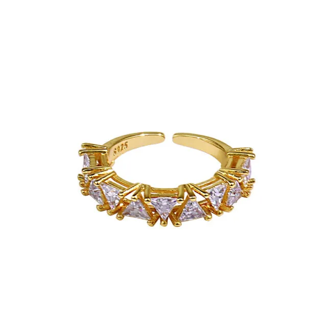 2022 NEW Fashion Korea Upscale Zircon Gold Ring Vintage Open Rings for Women Crystal Design Trendy Party Jewelry Gift
