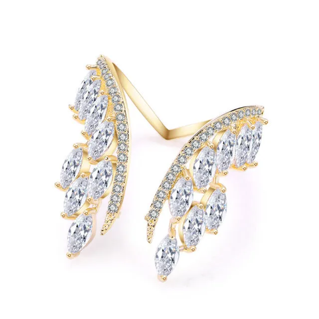 2022 NEW Fashion Korea Upscale Zircon Gold Ring Vintage Open Rings for Women Crystal Design Trendy Party Jewelry Gift