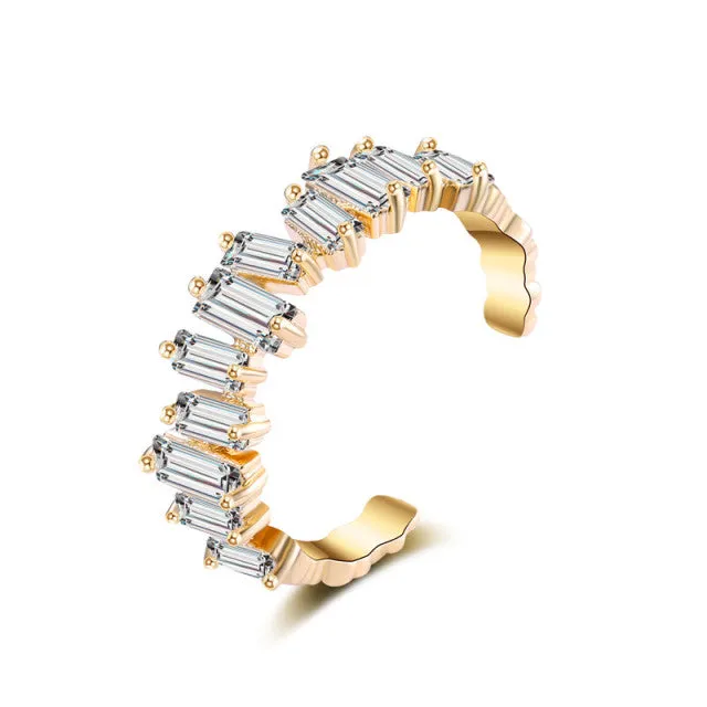 2022 NEW Fashion Korea Upscale Zircon Gold Ring Vintage Open Rings for Women Crystal Design Trendy Party Jewelry Gift