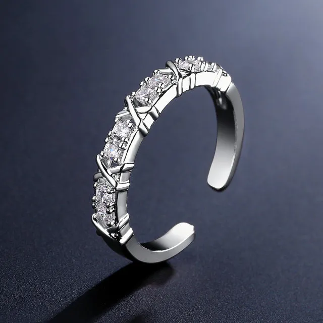 2022 NEW Fashion Korea Upscale Zircon Gold Ring Vintage Open Rings for Women Crystal Design Trendy Party Jewelry Gift