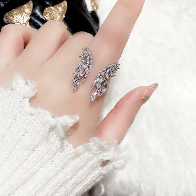 2022 NEW Fashion Korea Upscale Zircon Gold Ring Vintage Open Rings for Women Crystal Design Trendy Party Jewelry Gift