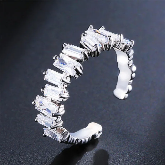 2022 NEW Fashion Korea Upscale Zircon Gold Ring Vintage Open Rings for Women Crystal Design Trendy Party Jewelry Gift