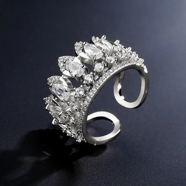 2022 NEW Fashion Korea Upscale Zircon Gold Ring Vintage Open Rings for Women Crystal Design Trendy Party Jewelry Gift