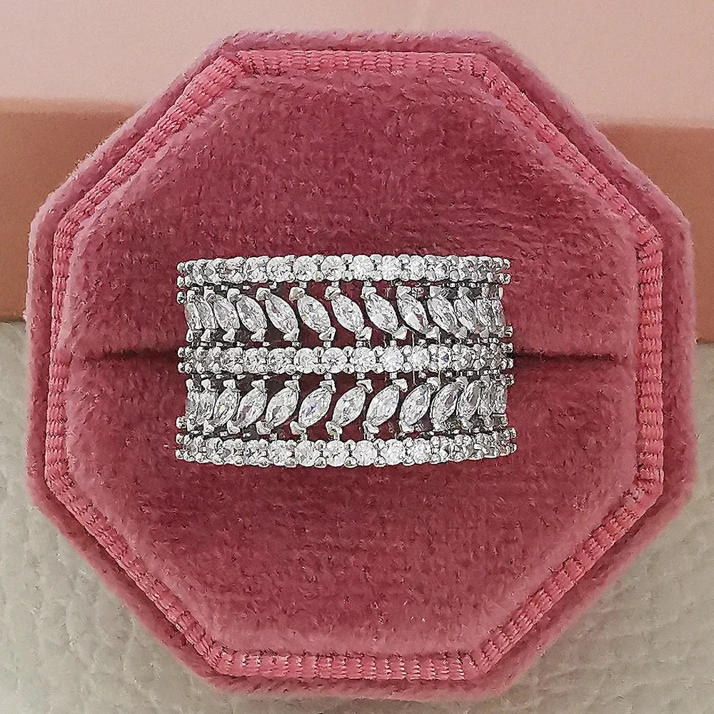 2023 New Trendy Rose Gold Silver Color Marquise Round Eternity Band Ring for Women Anniversary Gift Jewelry Wholesale R7213