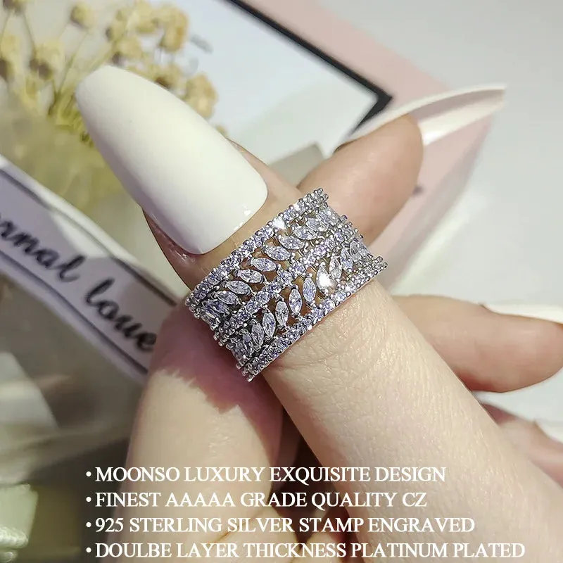 2023 New Trendy Rose Gold Silver Color Marquise Round Eternity Band Ring for Women Anniversary Gift Jewelry Wholesale R7213